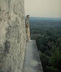 Tom Sever, NASA's only archeologist, on a Temple at Tikal, Guatemala